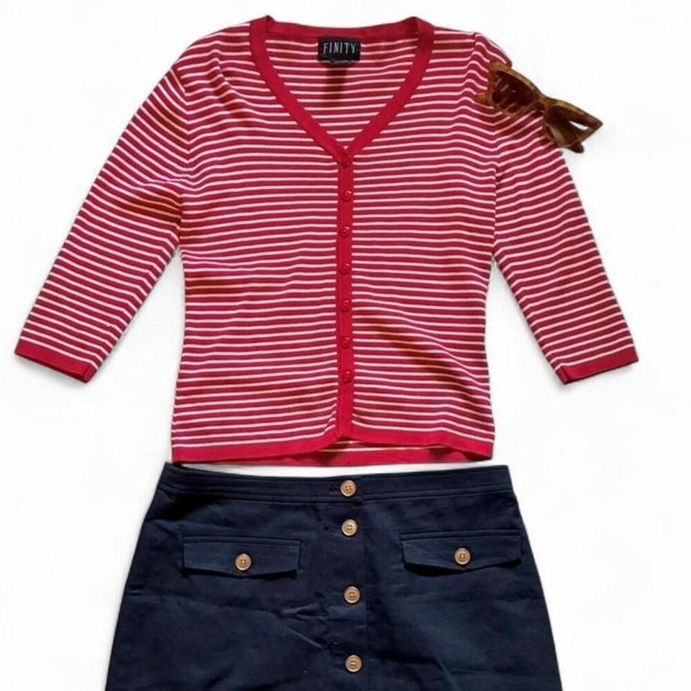 Vintage 90's Finity Nautical Striped Cardigan